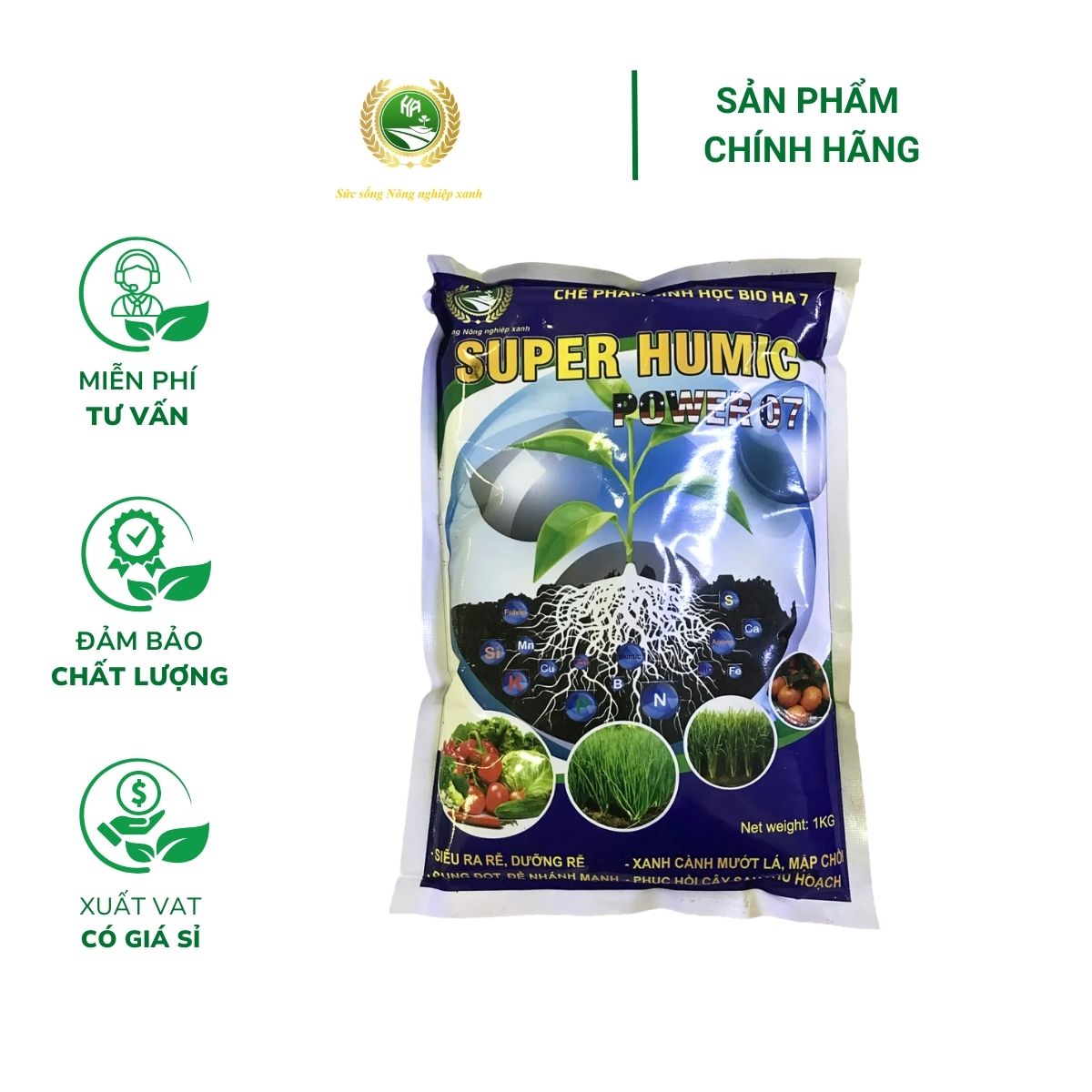 Chế phẩm sinh học Hoàng Anh Super Humic Power 07 (Bio HA 7) - Gói 1kg (ĐN)