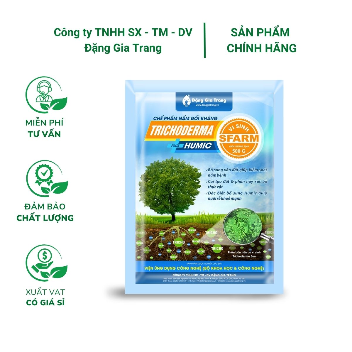 Trichoderma Humic Plus SFARM (500 gram) – Nấm đối kháng, cải tạo đất hiệu quả