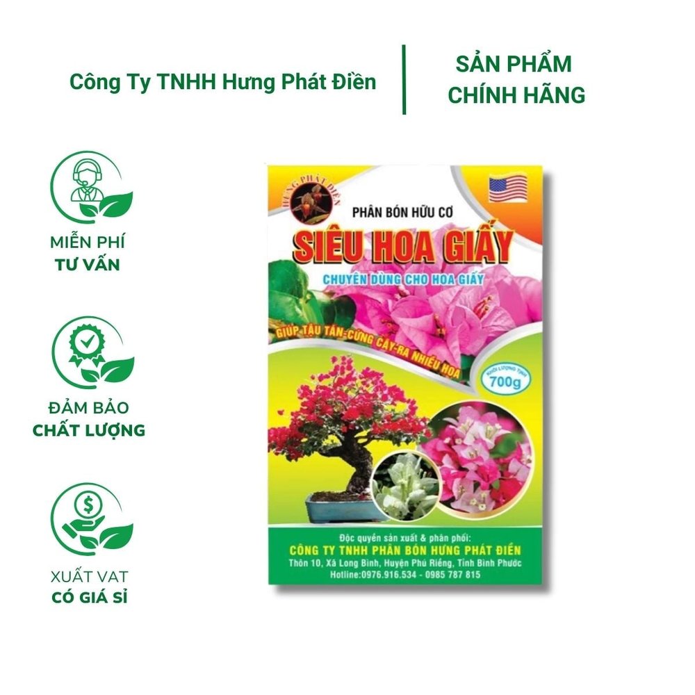 Phân bón hữu cơ Siêu hoa giấy giúp tậu tán, cứng cây, ra nhiều hoa - Gói 700 gram