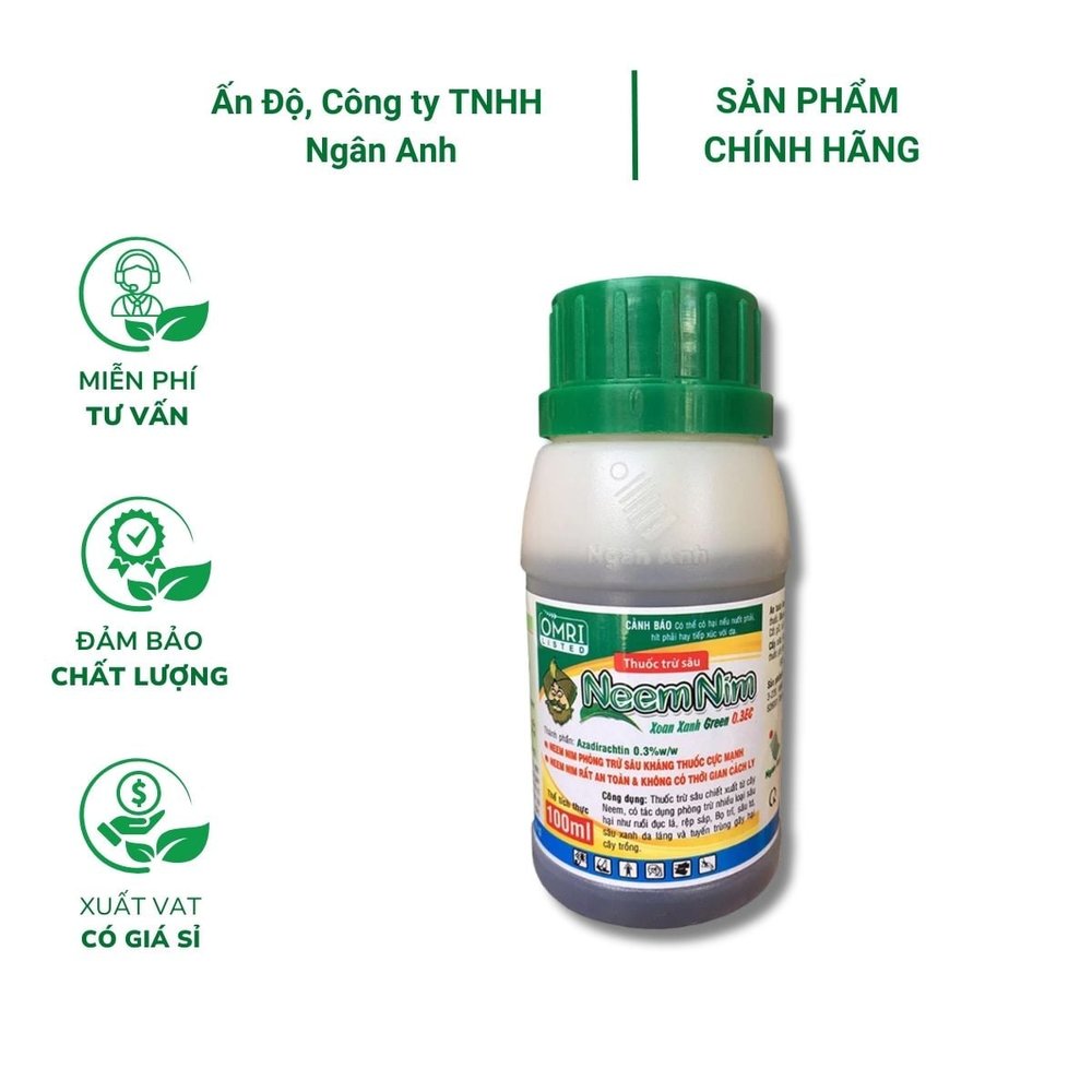NeemNim Ấn Độ (100ml) – Phòng trừ sâu, rệp sáp, sâu xanh, bọ cánh tơ, sâu tơ