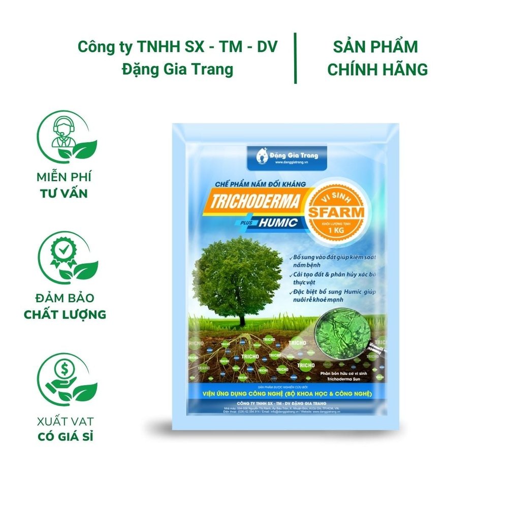 Chế phẩm Trichoderma Humic Plus SFARM (1kg) – Nấm đối kháng, cải tạo đất hiệu quả