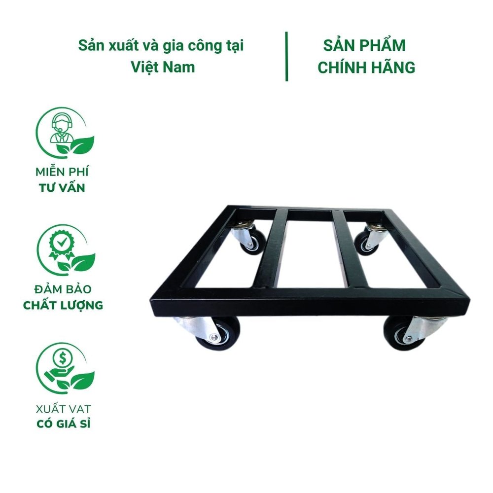 Chân đế sắt chậu hoa, cây kiểng có bánh xe (30x30cm) – Đỡ chậu cây, di chuyển dễ dàng, chống ngập úng