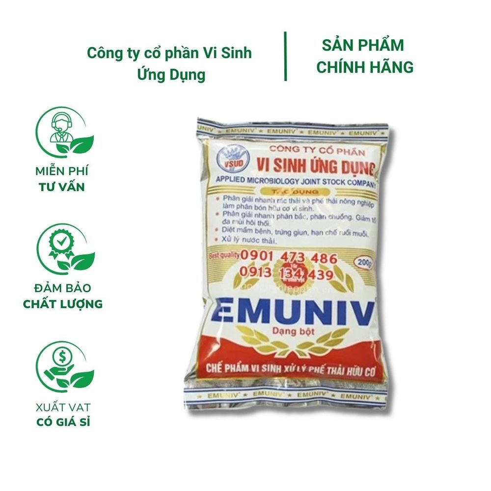 Chế phẩm EMUNIV (200g) – Ủ phân và rác hữu cơ hiệu quả, nhanh hoai mục
