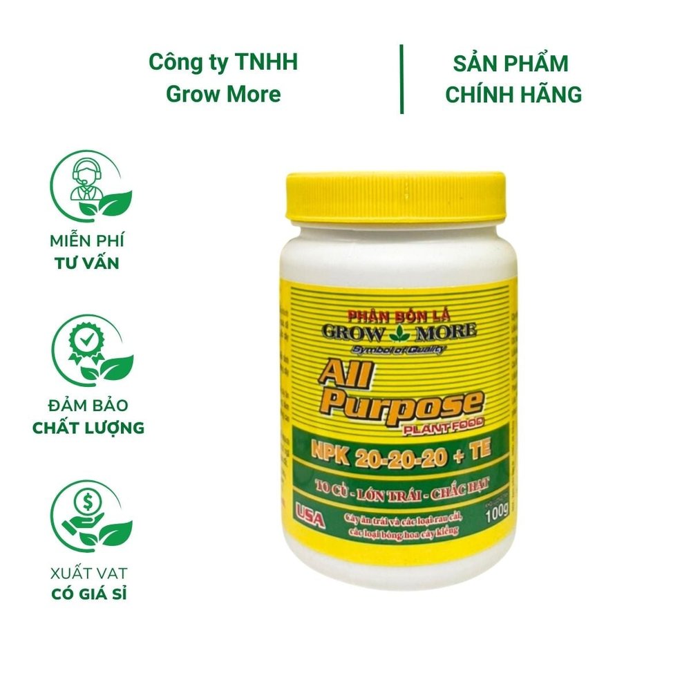 Phân bón lá Growmore All Purpose Plant Food 20-20-20+TE