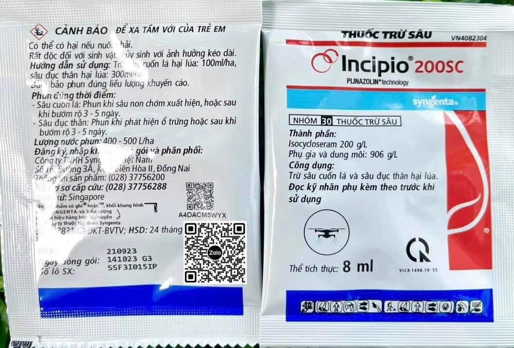 Incipio 200SC - Thuốc trừ sâu cuốn lá và sâu đục thân hại lúa