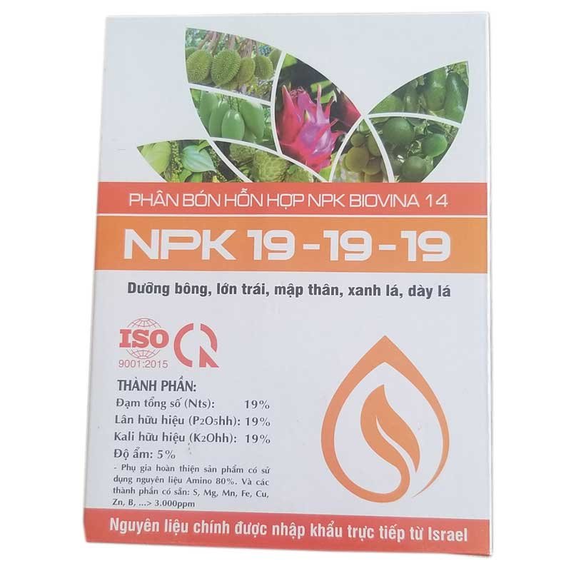 Phân Bón Hỗn Hợp NPK BIOVINA 14 NPK 19-19-19 - Dưỡng Bông, Lớn Trái, Mập Thân, Xanh Lá, Dày Lá