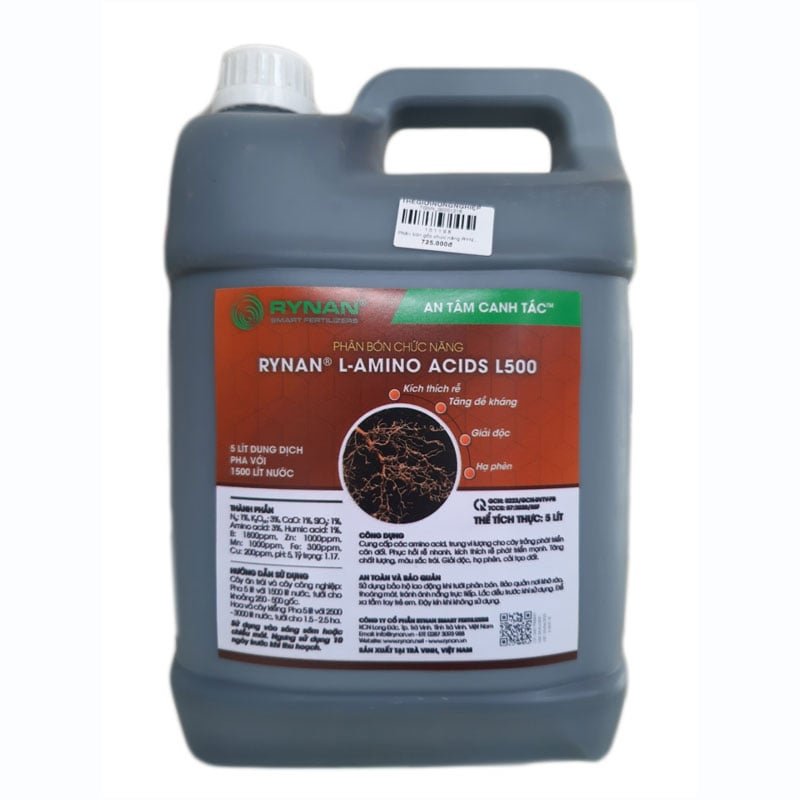 Phân bón chức năng Rynan L-Amino Acid L500 - PHÂN BÓN GỐC CHUYÊN DÙNG CHO CÂY ĂN TRÁI VÀ RAU QUẢ
