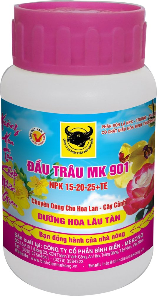 ĐẦU TRÂU MK 901 (NPK 15-20-25) – Dưỡng Hoa Lâu Tàn, Tăng Cường Đậu Quả Cho Hoa Lan và Cây Kiểng