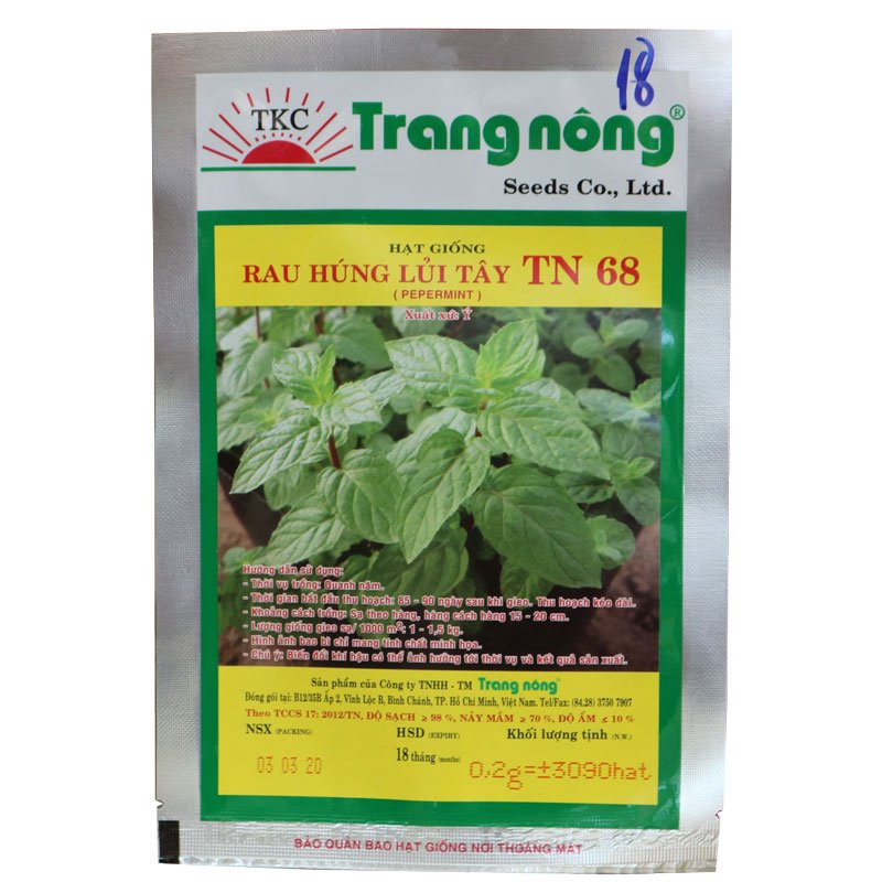 Hạt Giống Rau Húng Lủi Tây TN 68