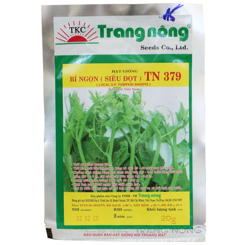 Hạt Giống Bí Ngọn ( Siêu Đọt ) TN 379 - Local O.P. Pumpkin Shoots