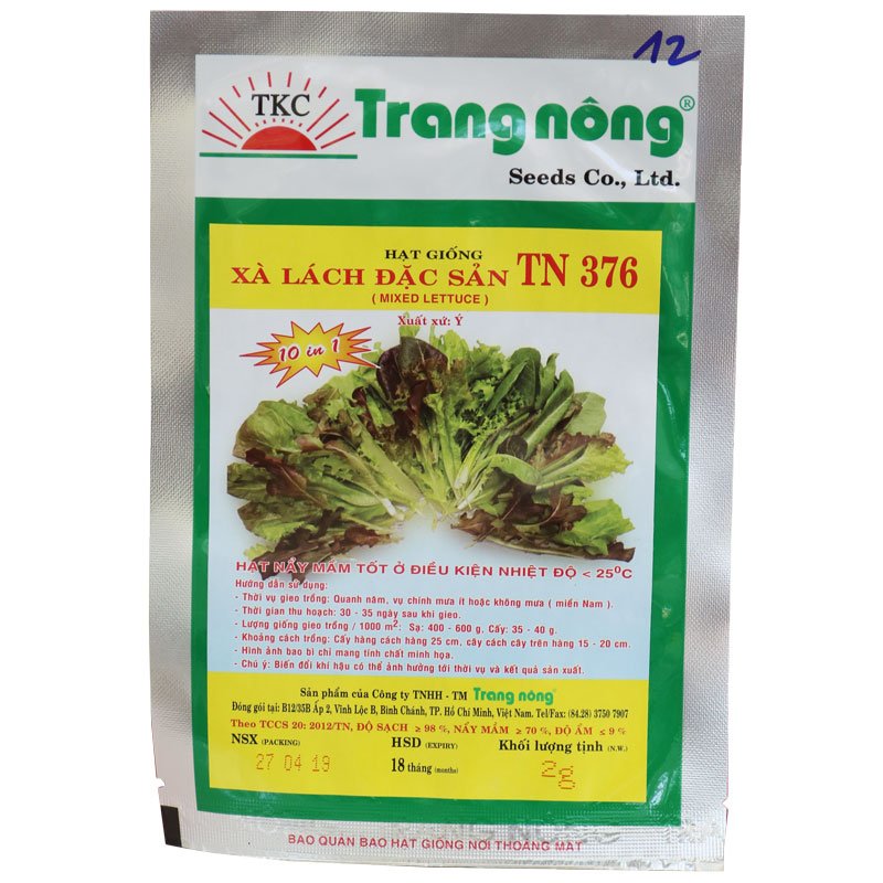 Hạt giống Xà Lách Đặc Sản TN 376 ( Mixed Lettuce )