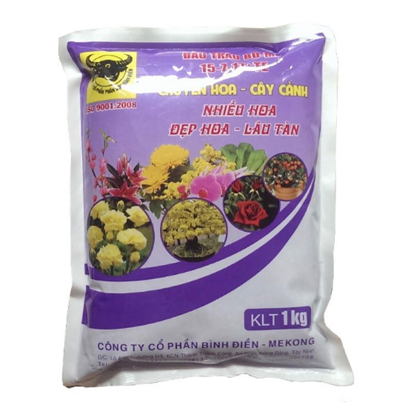 Phân bón NPK Đầu Trâu  BĐ-MK 15-7-17 + TE  CHUYÊN HOA, CÂY CẢNH  NHIỀU HOA, ĐẸP HOA – LÂU TÀN