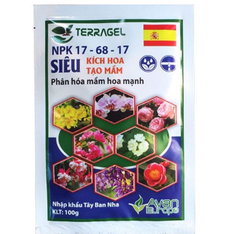 Phân bón Kích hoa, tạo mầm TERAGEL 17-68-17 - Phân hóa mầm hoa cực mạnh