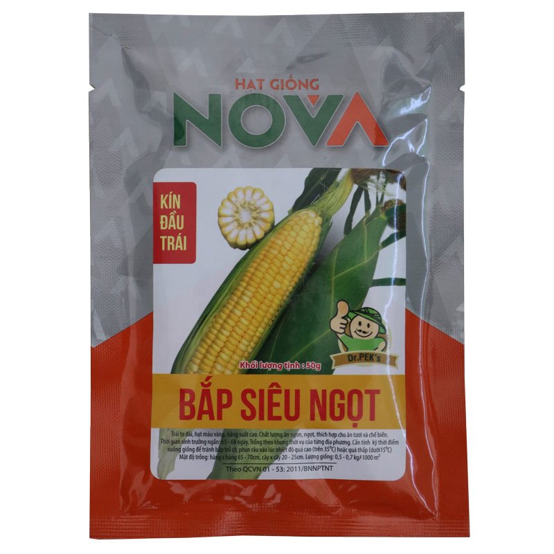Hạt Giống Bắp Siêu Ngọt  Nova - Kín đầu trái - Dr.Pek's