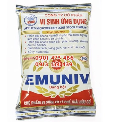 CHẾ PHẨM EM (Ủ PHÂN VÀ RÁC THẢI) EMUNIV - GÓI 200 GRAM