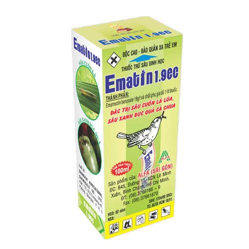 EMATIN 1.9EC - Thuốc Trừ Sâu Sinh Học - Đặc trị sâu cuốn lá lúa, sâu xanh đục quả cà phê