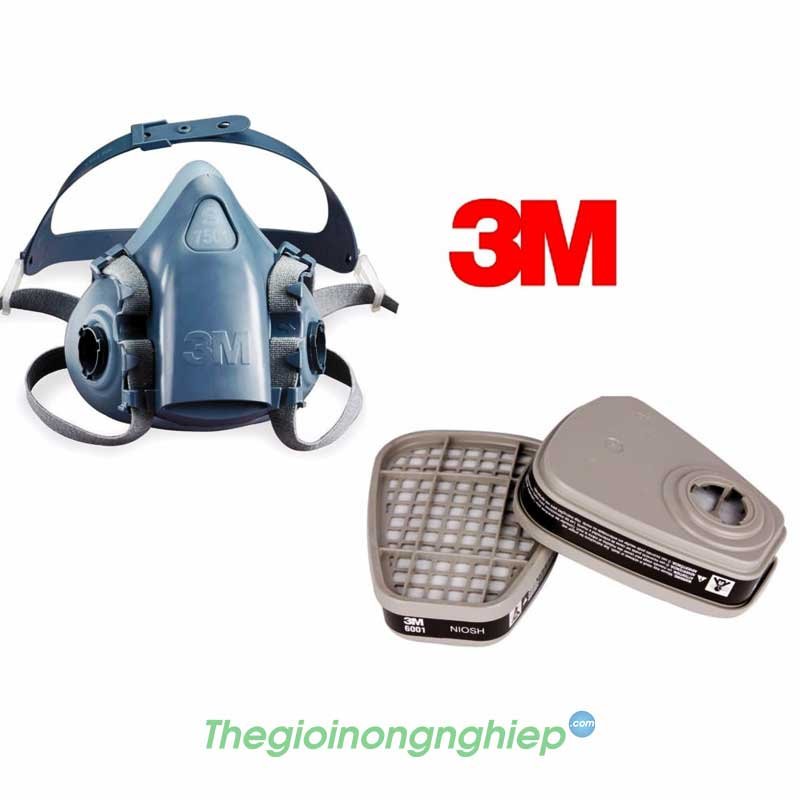 Mặt nạ phòng độc 3M7501 của Mỹ sử dụng 2 phin lọc