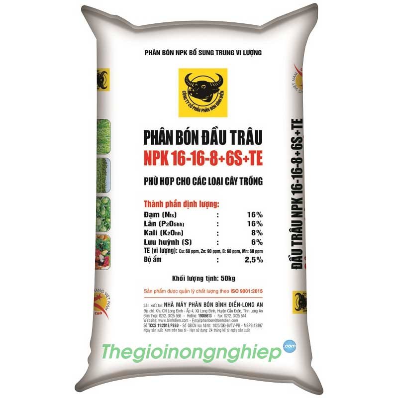 NPK Đầu Trâu xanh 16-8-16-6S+TE