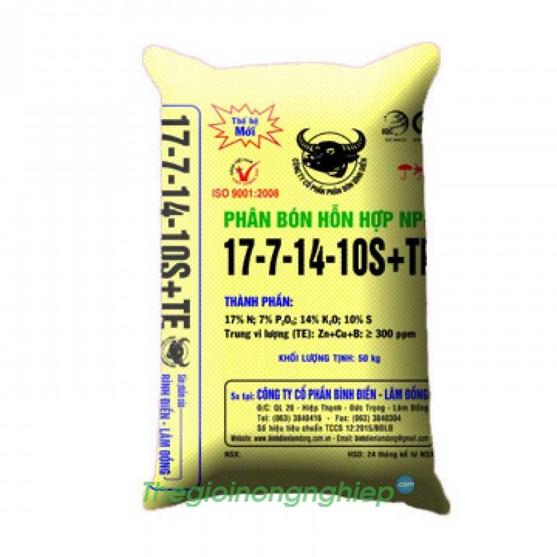 NPK Đầu Trâu vàng 17-7-14-10S+TE