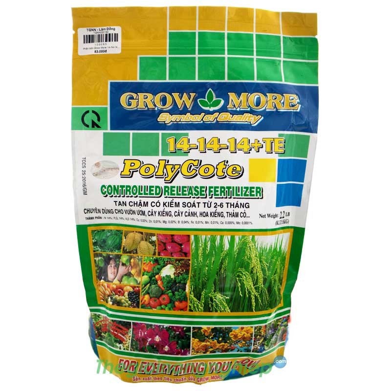 Phân Bón Tan Chậm PolyCote 14-14-14 + TE Growmore