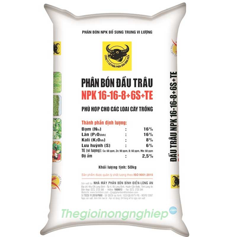 NPK Đầu Trâu 16-16-8+6S +TE