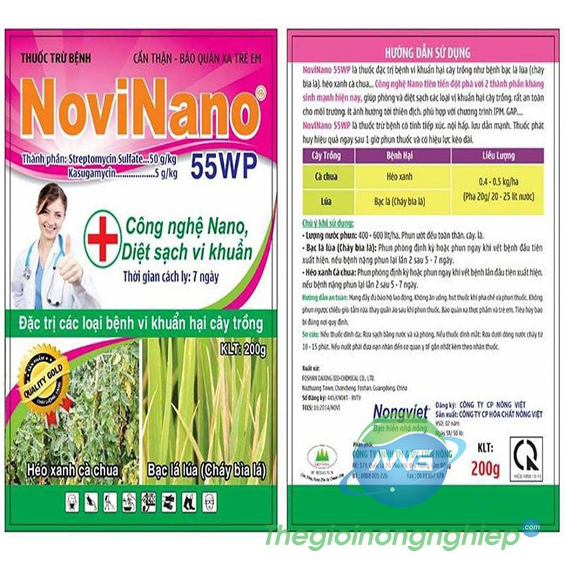 Novinano 55WP - Thuốc đặc trị bệnh bạc lá lúa và bệnh héo xanh
