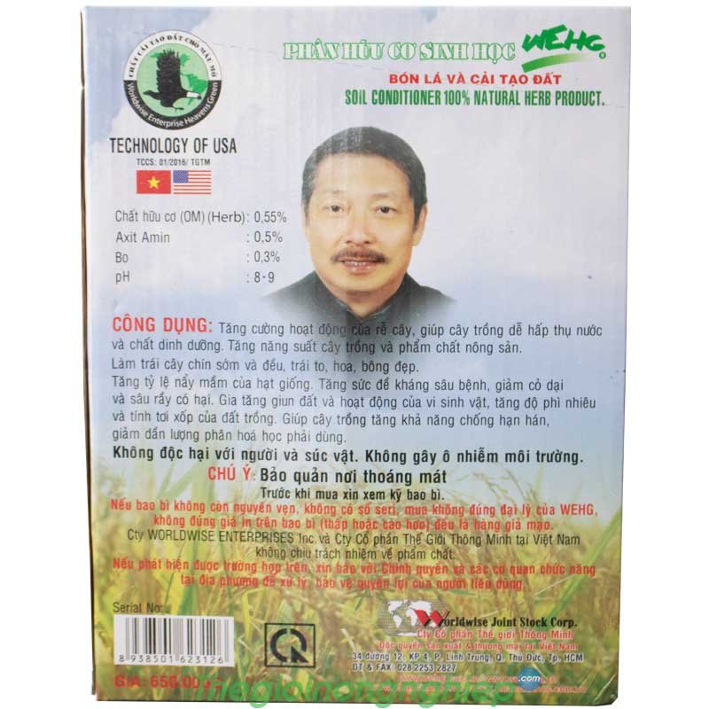 Phân Bón Sinh Học WEHG (Mỹ): Giải Pháp Cải Tạo Đất & Tăng Năng Suất 100% Hữu Cơ