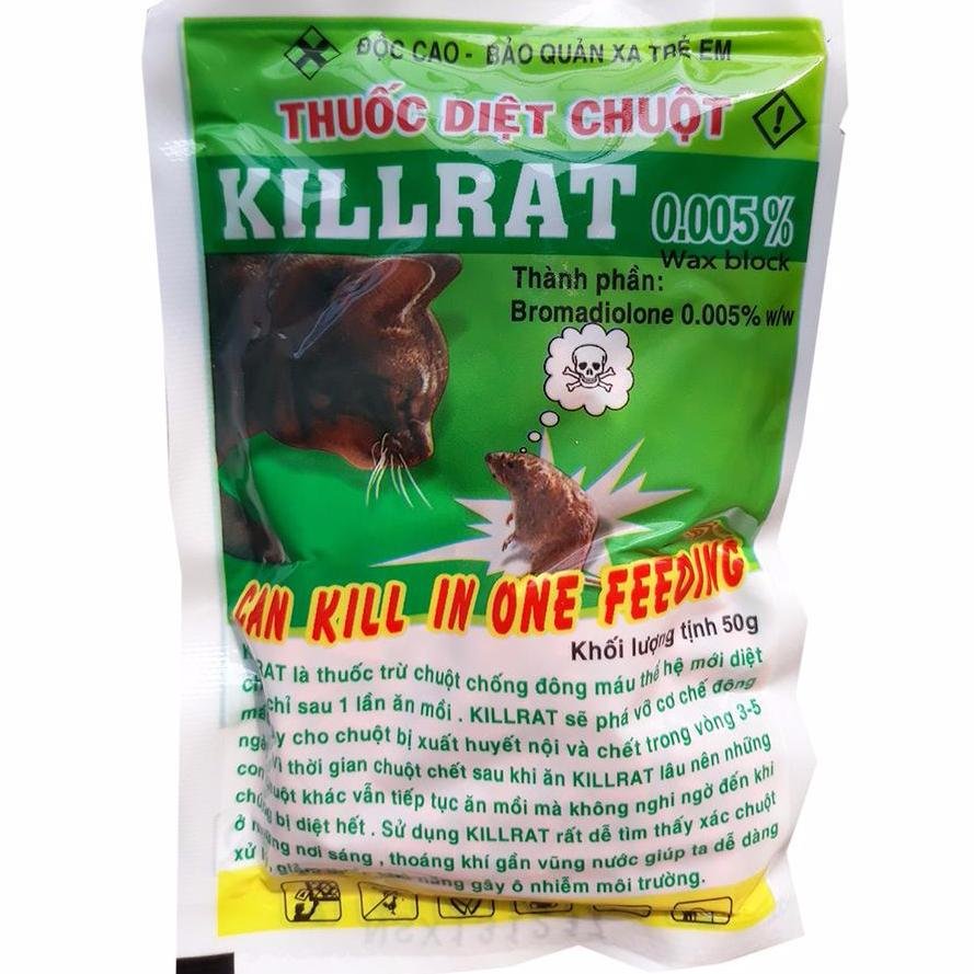 KILLRAT 0.005 Bromadiolone wax block (Green)