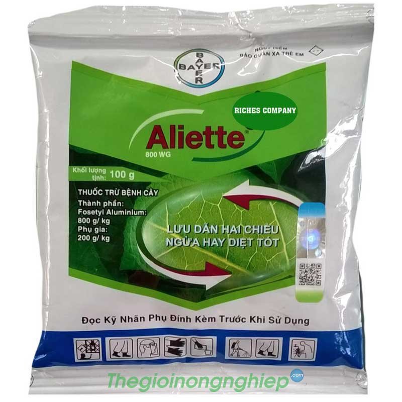 Aliette 800WG - Đặc trị vi khuẩn, chết nhanh (thối gốc), lở cổ rễ, thối rễ, sương mai, thối trái xì mủ. - Fosetyl Aluminium - Bayer