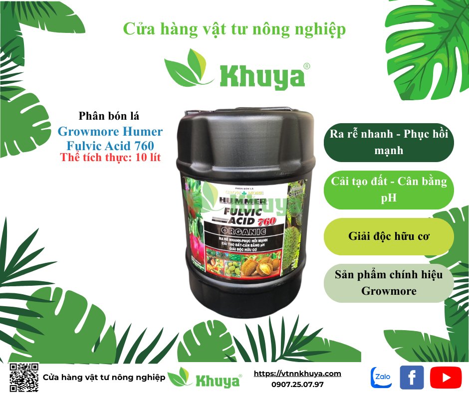 Growmore Fulvic Acid 760 10 lít