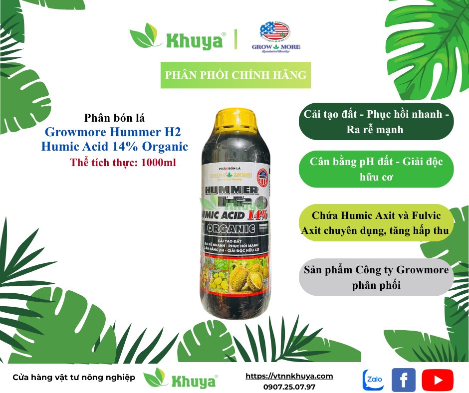 Growmore Humic Acid 14% 1 lít