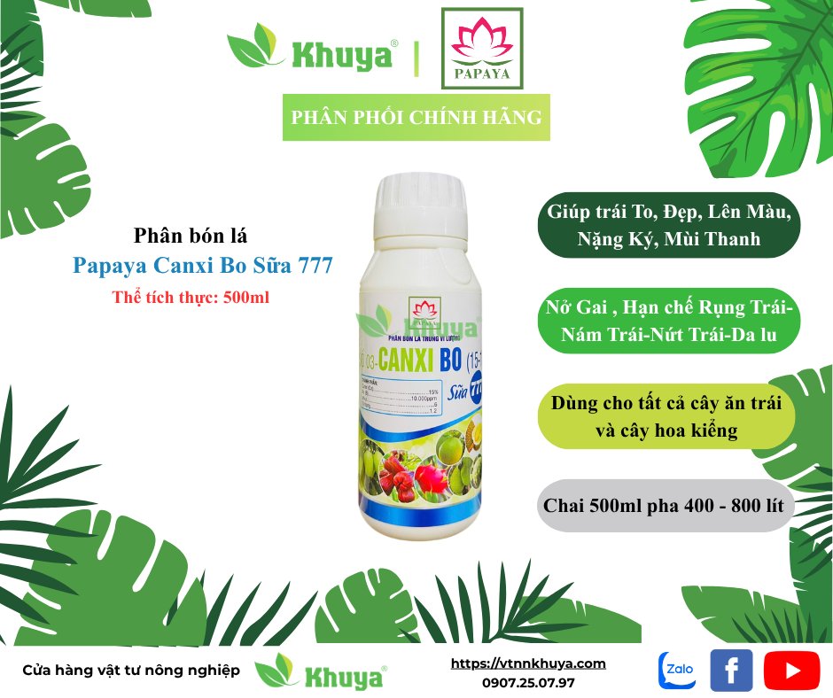 Papaya Canxi Bo Sữa 777 500ml