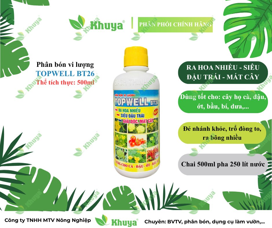 Topwell 500ml rau màu