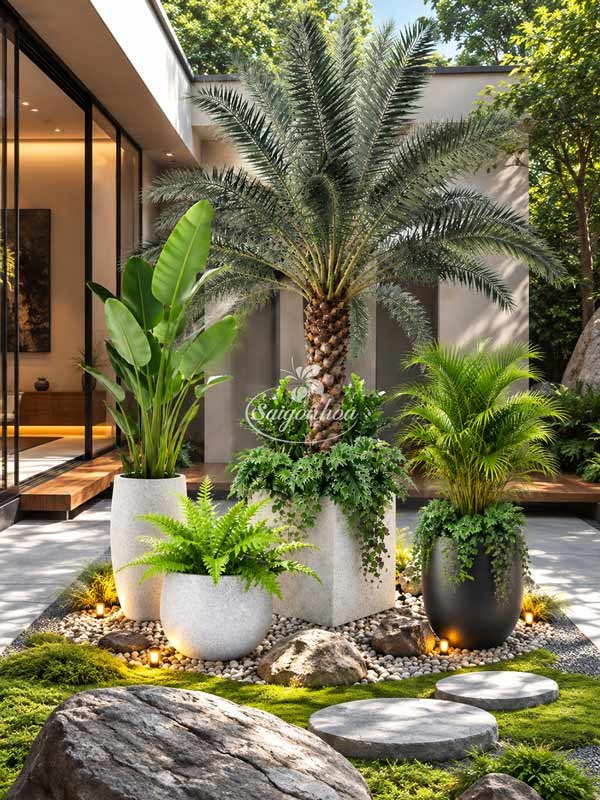 Bộ Cây Chà Là Big Size Decor Giếng Trời