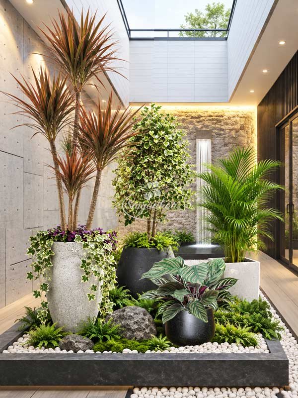 Bộ Cây Huyết Dụ Kiếm Phối Kết Giếng Trời