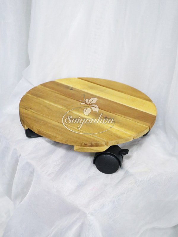 Chân Đế Gỗ Tròn Có Bánh Xe 35cm