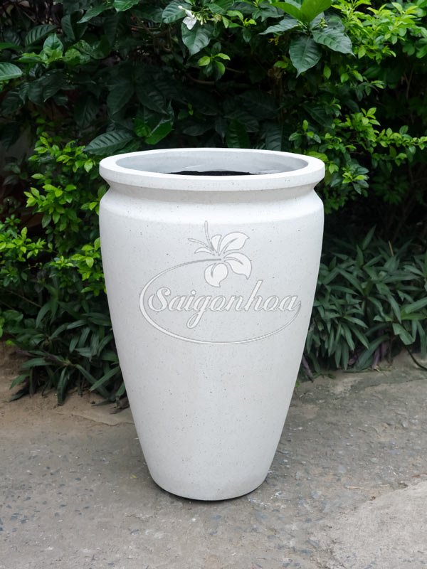 Chậu Đá Mài Chum Trắng 45