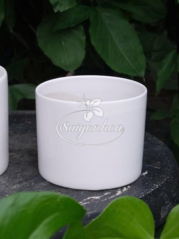 Chậu Sứ Trụ Thấp Trắng 13