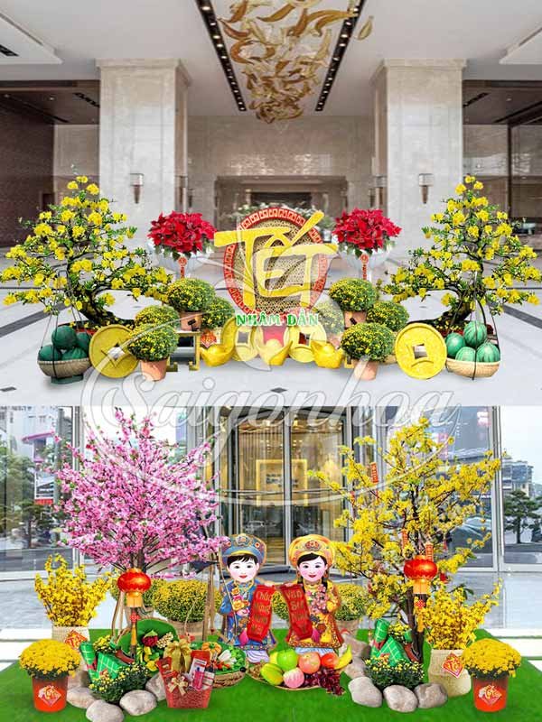 Tiểu Cảnh Tết Sảnh Tòa Nhà