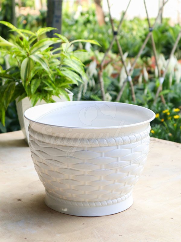 Chậu Nhựa Tròn Đan Mây 28