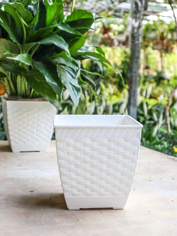 Chậu Nhựa Vuông Đan Mây 15
