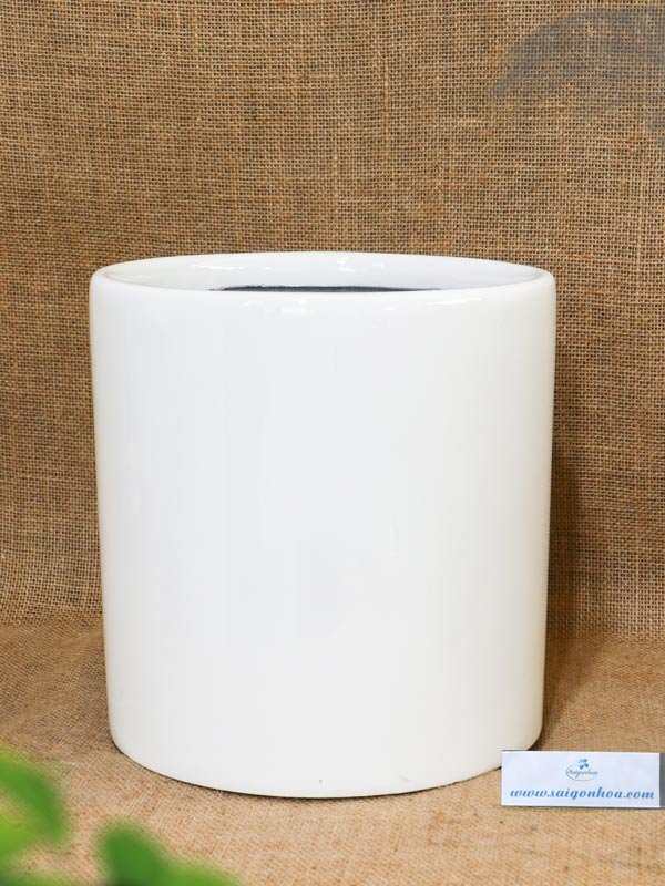 Chậu Composite Trụ Tròn Trắng 30
