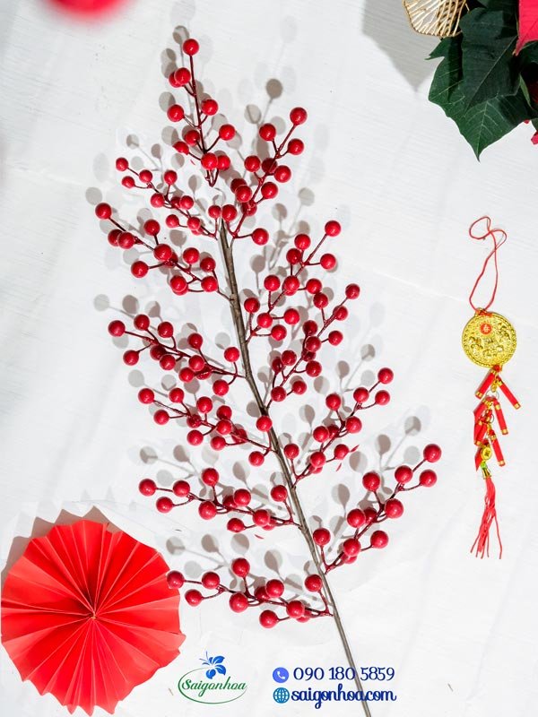 Cành Đào Đông Đỏ 12 Nhánh