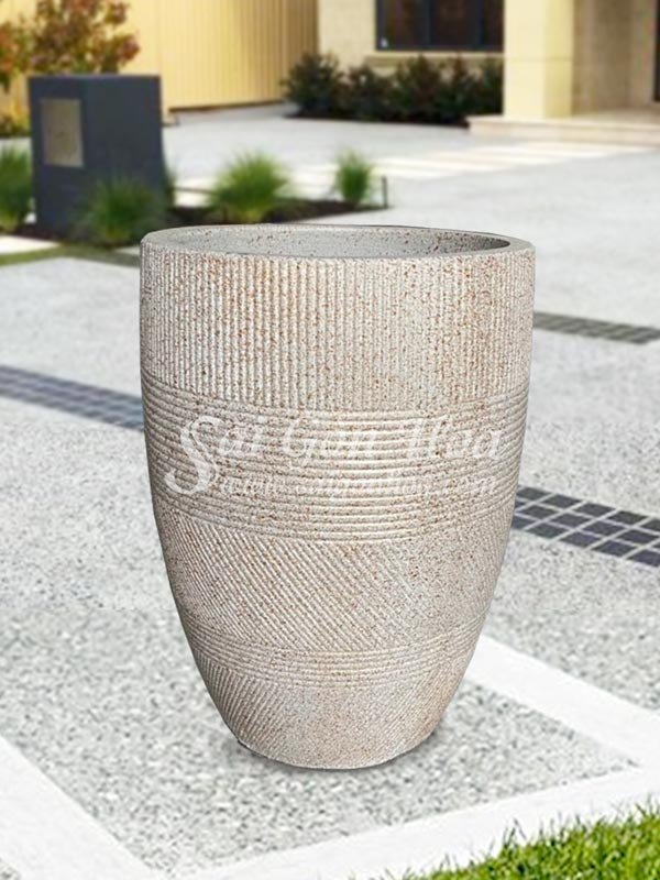 Chậu Đá Mài Ống Bầu Chỉ Sơn 35