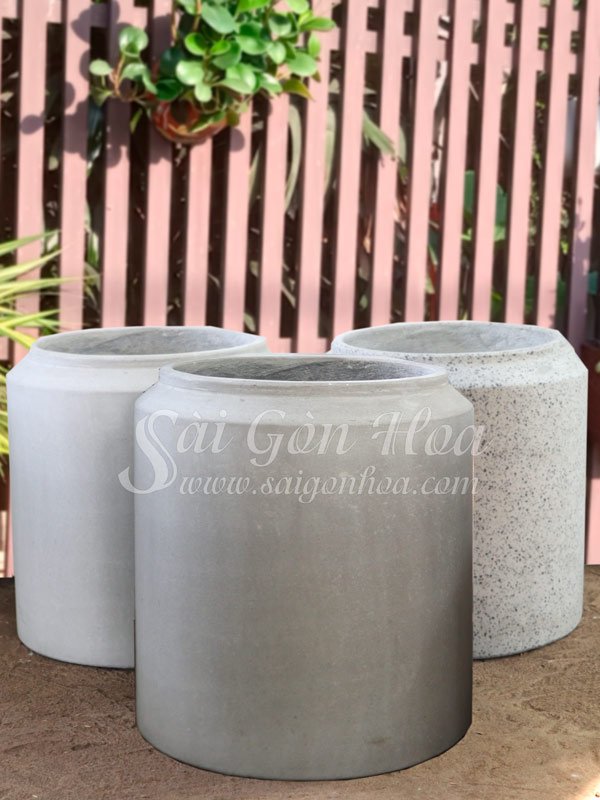 Chậu Đá Mài Gờ Miệng Cao Xi Măng