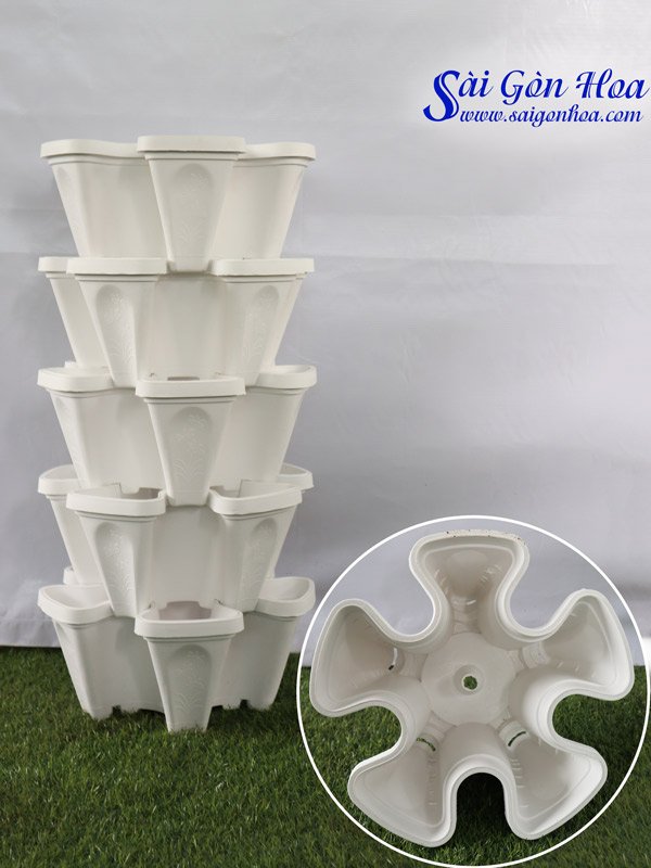 Combo Chậu Tháp Trồng Cây Thủy Canh (5 Cánh)