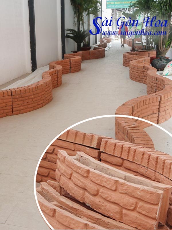 Đá Bồn Hoa Cong Màu Đỏ – Bó Vỉa Gạch Nung