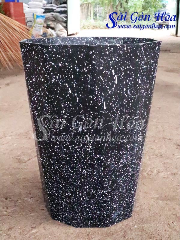Chậu Nhựa Ống Bát Giác Vân Đá Đen