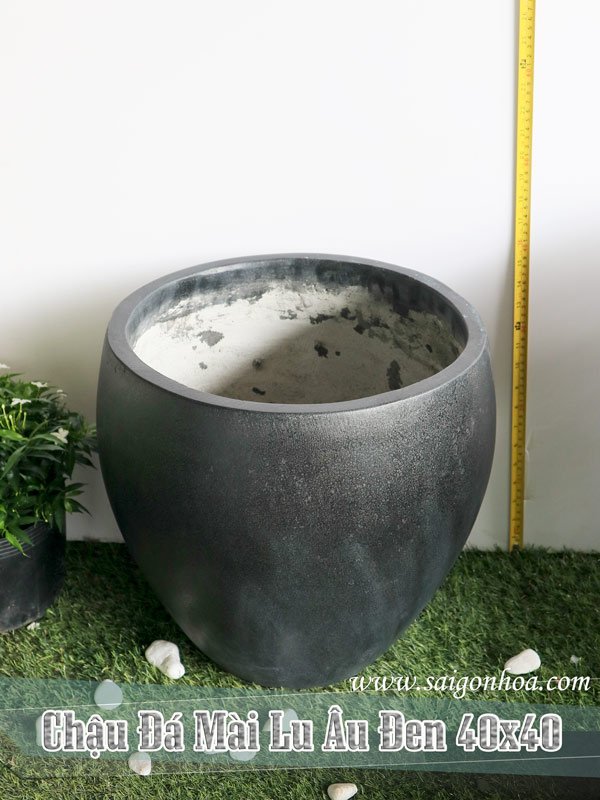 Chậu Đá Mài Lu Âu Đen 40×40