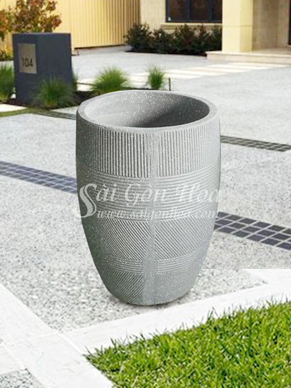 Chậu Đá Mài Ống Bầu Chỉ Xám 35